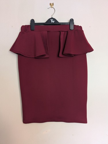 Krisp burgundy peplum pencil - krisp,