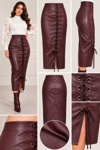 Women burgundy faux leather - women's,