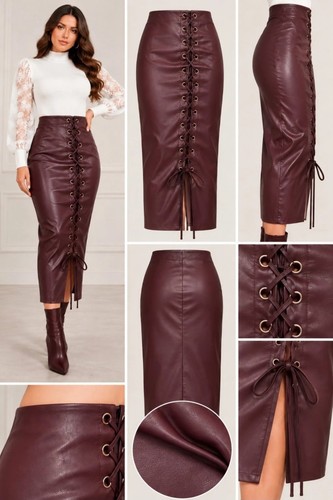 Women burgundy faux leather - women's,