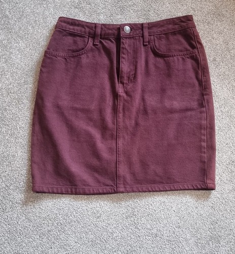 Womens burgundy denim pencil - denim,
