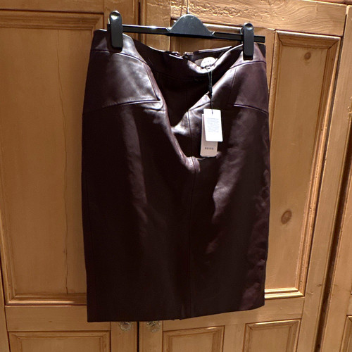 Reiss burgundy leather pencil - leather,