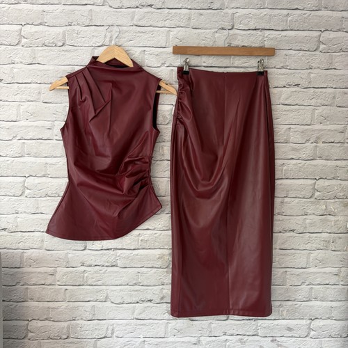 Burgundy faux leather - faux,